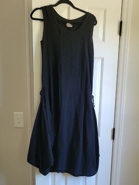 Peanut Punch Sleeveless Midi Dress with Side Ties 100% Cotton